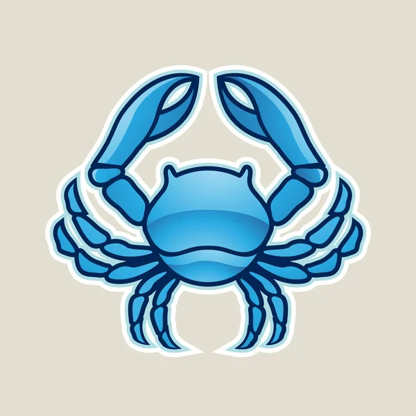 Blue Glossy Crab or Cancer Icon Illustration — Stock Photo, Image