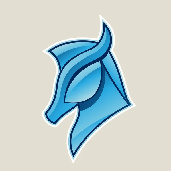 Ilustração de Ícone de cabeça de cavalo brilhante azul — Fotografia de Stock