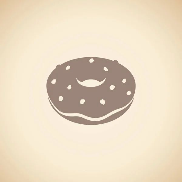 Brown Donut Ícone isolado em uma ilustração de fundo bege — Fotografia de Stock