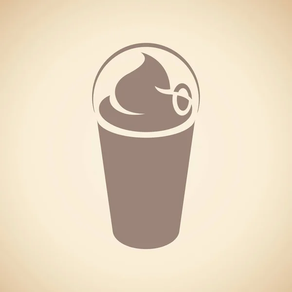 Milkshake marrón con un icono de la tapa aislado sobre un fondo beige I —  Fotos de Stock