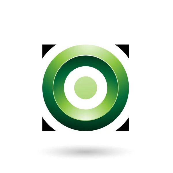 Green Glossy Circle in a Square Illustration — Stock Photo, Image