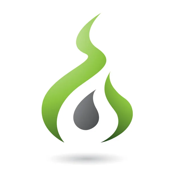 Zelené písmeno A – ikona tvaru ohně – ilustrace — Stock fotografie