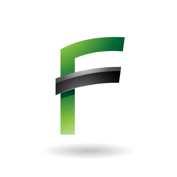 Zielona litera F z czarnym błyszczącym Stick ilustracji — Zdjęcie stockowe