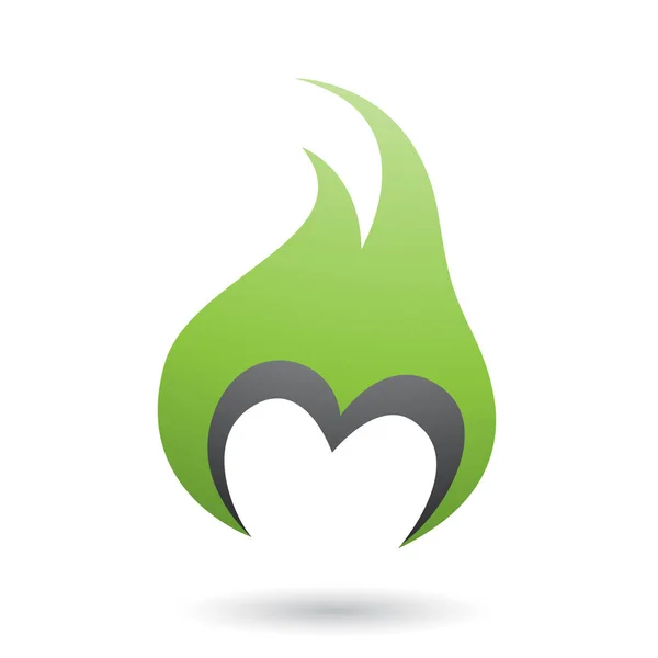 Зелена літера М у формі вогняної ілюстрації — стокове фото