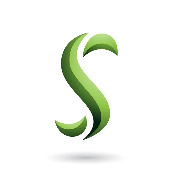Grön orm formad bokstaven S illustration — Stockfoto