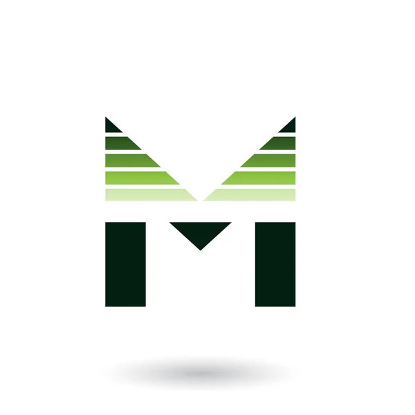 Groene stekelige letter M met horizontale strepen illustratie — Stockfoto
