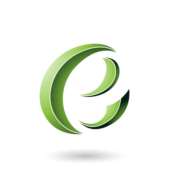 Green Striped Crescent Shape Letter E Ilustração — Fotografia de Stock