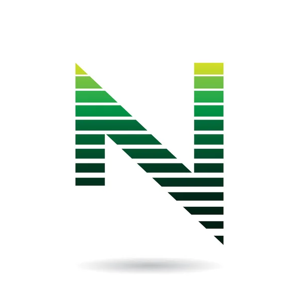 Green Striped Icon for Letter N Illustration — Stock Photo, Image