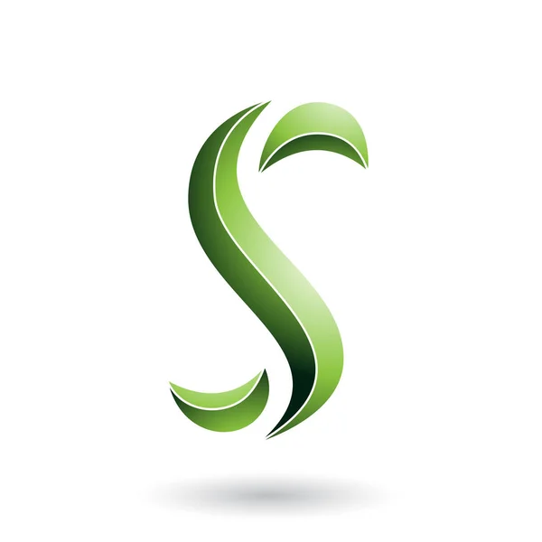 Verde a strisce a forma di serpente Lettera S Illustrazione — Foto Stock