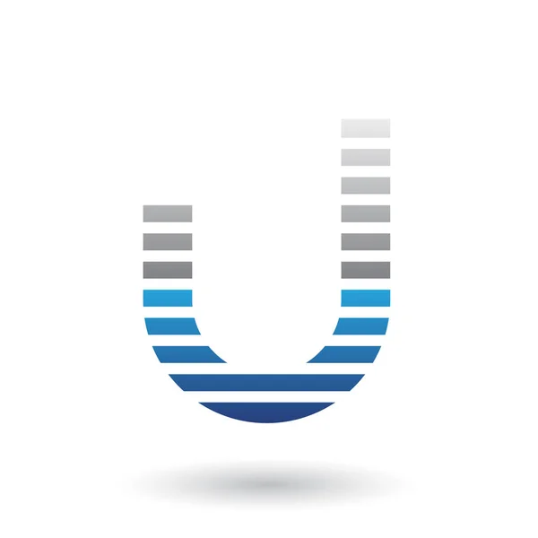 Grijs en blauw letter U-pictogram met horizontale dunne strepen Illustr — Stockfoto