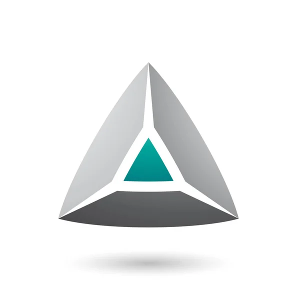 グレーとグリーンの3Dピラミッド形状イラスト — ストック写真