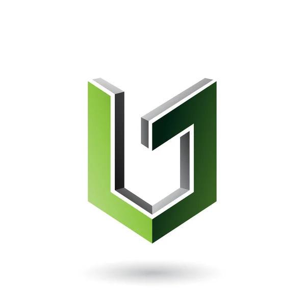Grå och grön sköld som 3D-form illustration — Stockfoto