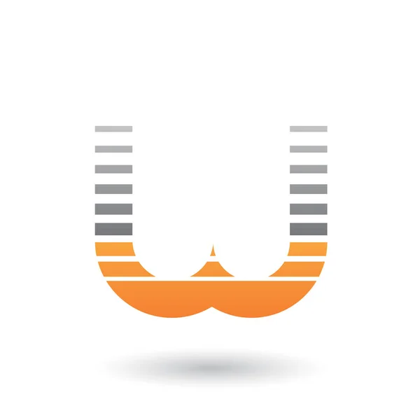 Grey and Orange Letter W Icon with Horizontal Stripes Illustrati — Stock Photo, Image