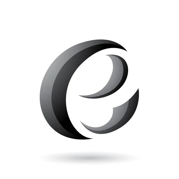 Szary kształt półksiężyca litera E ilustracja — Zdjęcie stockowe