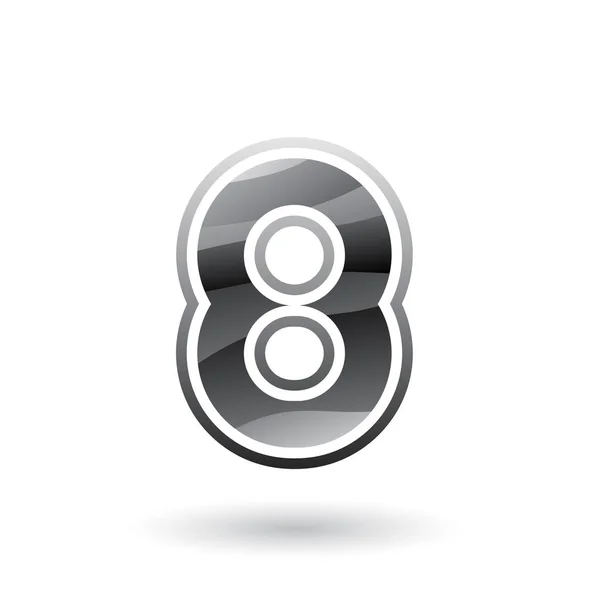 Grey Round Icon for Number 8 Illustration — Stock Photo, Image