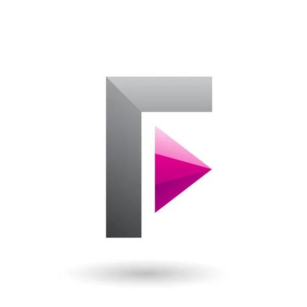 Szürke ikon levél F egy háromszög illusztráció — Stock Fotó