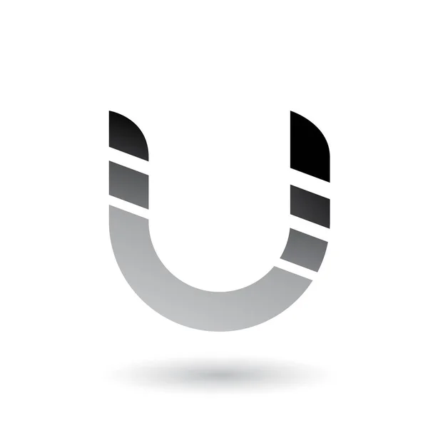 Серая полосатая жирная икона для иллюстрации буквы U — стоковое фото