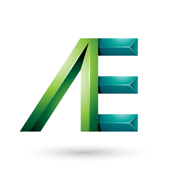 A와 E의 이중 문자처럼 빛과 어두운 녹색 피라미드 — 스톡 사진