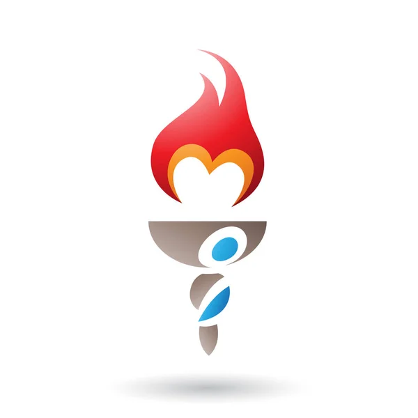 M Shaped Red Fire and Torch Illustration — Stock Photo, Image