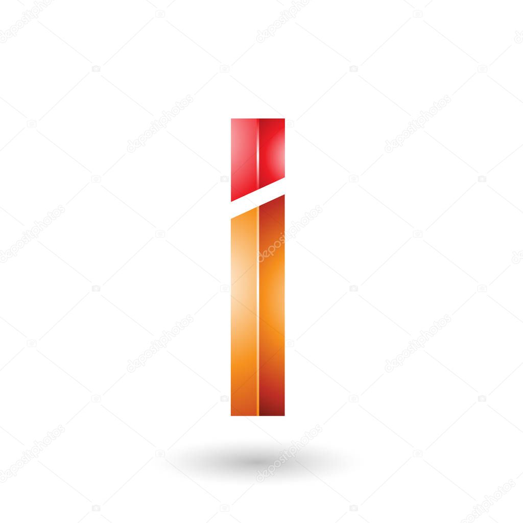 Red and Orange Rectangular Glossy Letter I