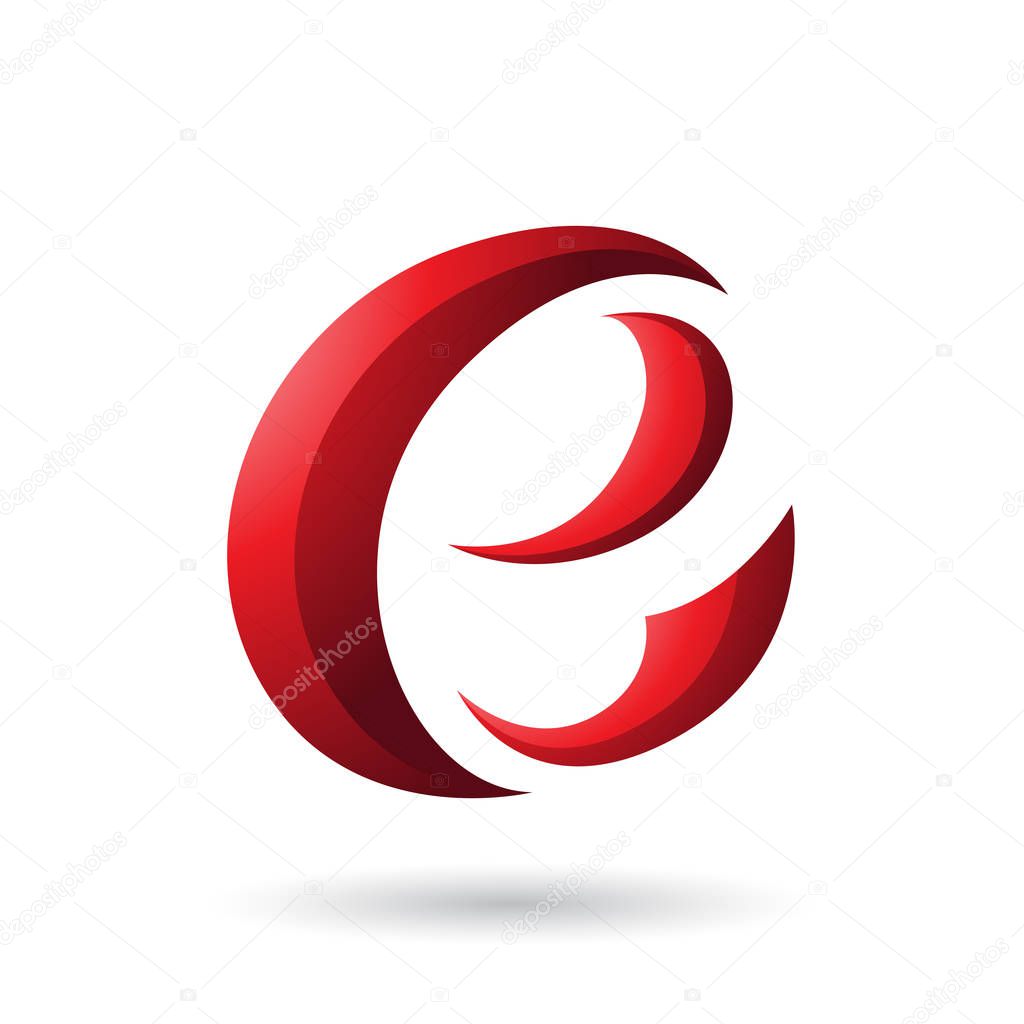 Red Crescent Shape Letter E Illustration