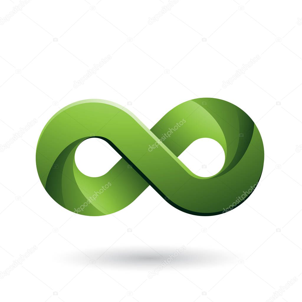 Illustration of Infinity Symbol with Green Color Tints isolated on a White Background