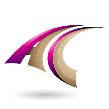 Magenta ve Bej Dinamik Uçan Harf A ve C İllüstrasyon