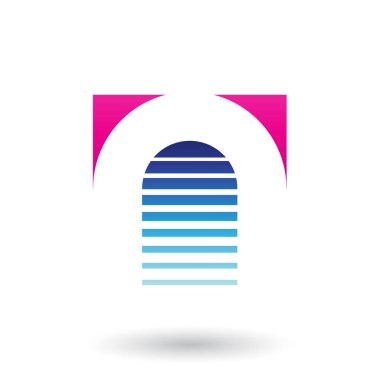 A Harfi İllüstrasyon için Macenta ve Mavi Ters U Simgesi