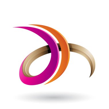 Macenta ve Turuncu 3d Kıvırcık D harfi ve H İllüstrasyon