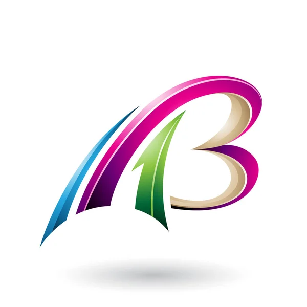 Magenta and Beige Flying Dynamic 3d Letters A and B Illustration — Stock Photo, Image