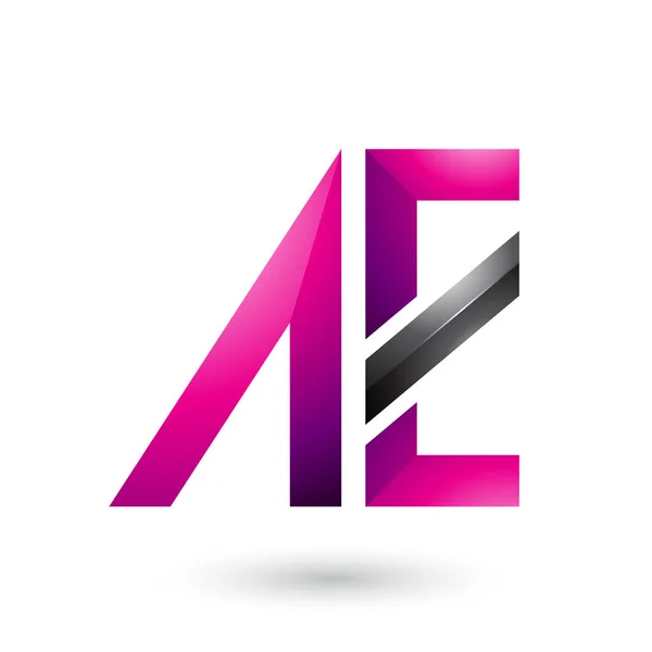 Magenta și Black Geometrical Dual Letters of A and E Illustrati — Fotografie, imagine de stoc