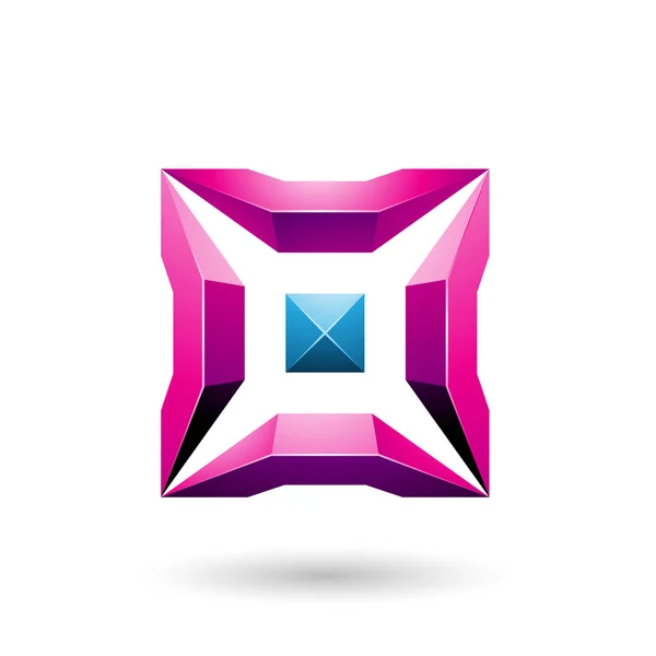 Magenta und blaues Quadrat mit 3D-Hochglanz-Illustration — Stockfoto