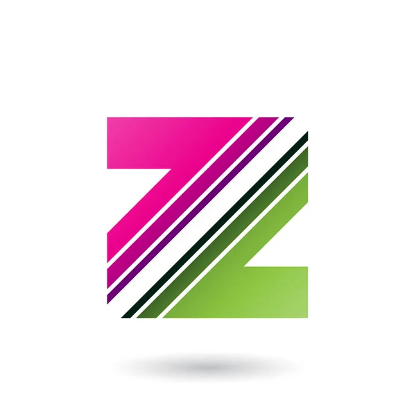 Magenta e lettera verde Z con illustrazione a strisce diagonali — Foto Stock