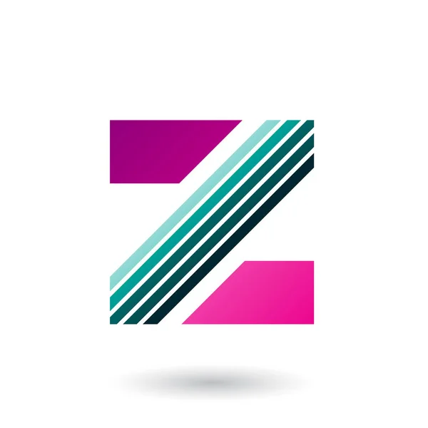 Magenta och grönt brev Z med tjocka Diagonala ränder Illustrat — Stockfoto