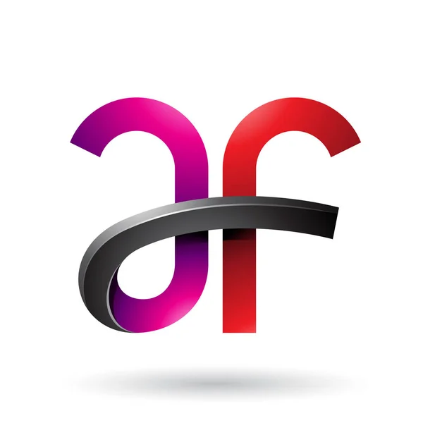 Magenta and Red Bold Curvy Letters A and F Illustration — Stock Photo, Image