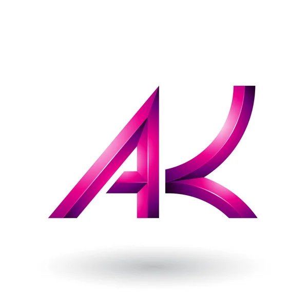 Magenta vet en bochtige geometrische letters A en K illustratie — Stockfoto