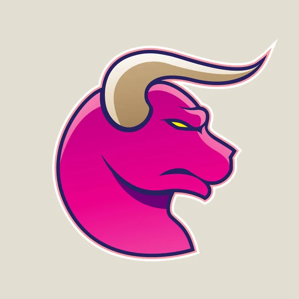 Magenta Cartoon Bull Ilustração Ícone — Fotografia de Stock