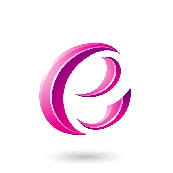 마젠타 광택 초승달 모양 의 문자 E 그림 — 스톡 사진