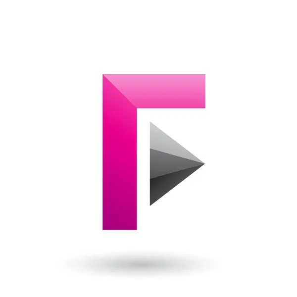 Magenta pictogram van letter F met een driehoek afbeelding — Stockfoto