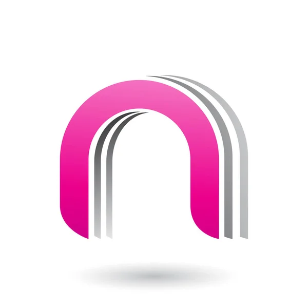 Magenta gelaagde pictogram voor letter N illustratie — Stockfoto