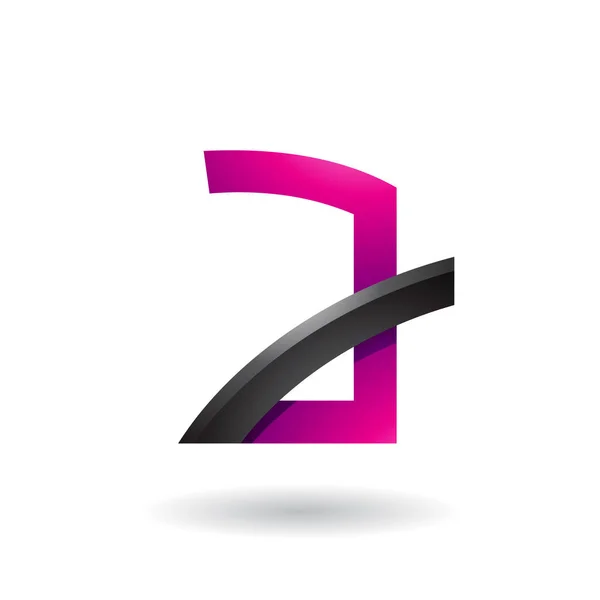 Magenta letter A met zwarte glanzende stok illustratie — Stockfoto