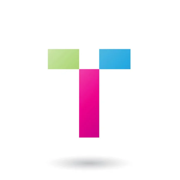 Purpurowy litera T z prostokątnymi kształtami ilustracji — Zdjęcie stockowe