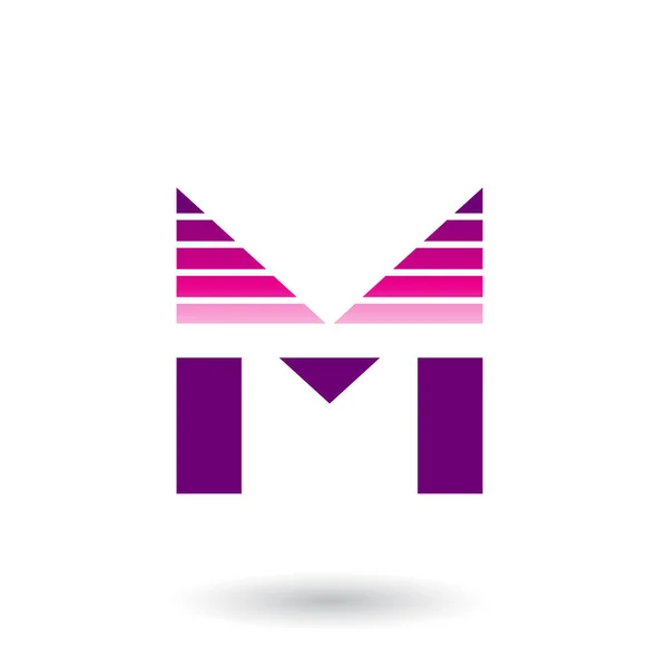 Magenta en paars stekelige letter M met horizontale strepen illust — Stockfoto