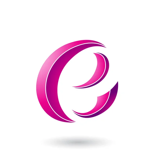 Magenta Striped Crescent Forma Lettera E Illustrazione — Foto Stock