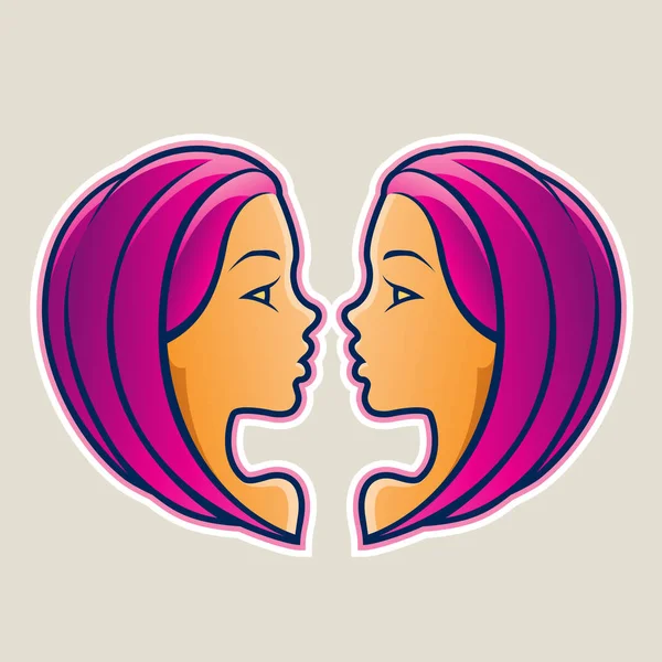 Magenta Gemini or Twins Icon Illustration — Stock Photo, Image