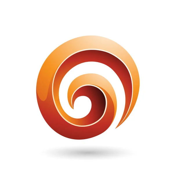 Orange 3d Glossy Swirl Shape Illustration — Stock Photo, Image