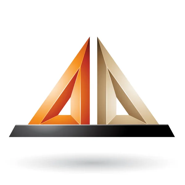 Oranje en beige 3D Pyramidical reliëf vorm illustratie — Stockfoto