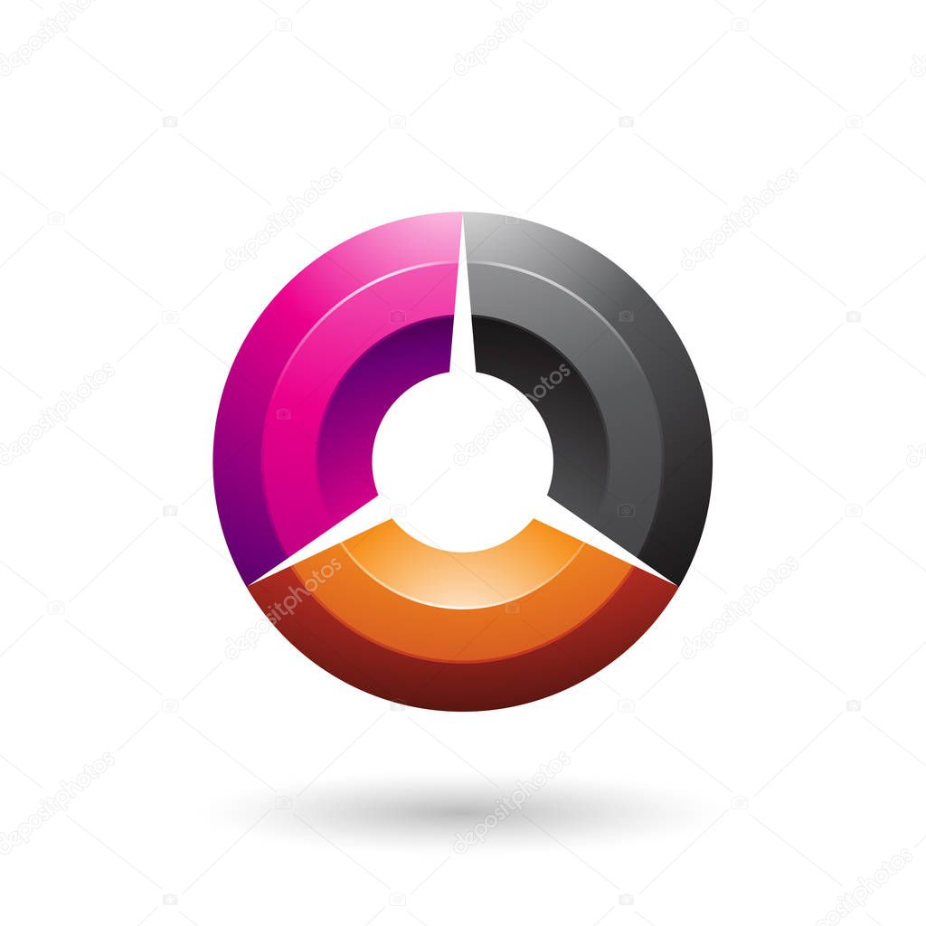 Illustration of Magenta and Black Glossy Shaded Circle isolated on a white background