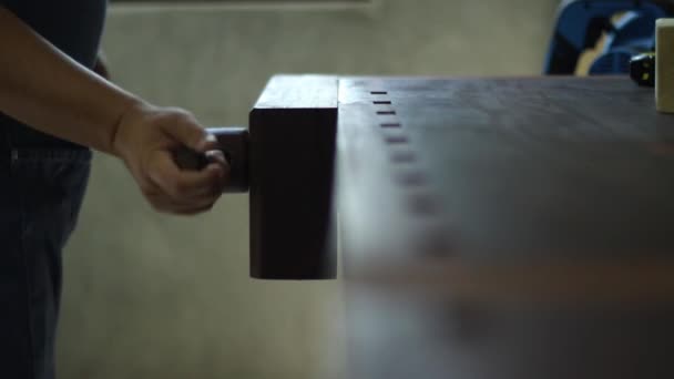 Carpenter Rotate Workbench Vises — Stock Video