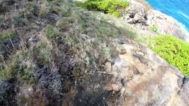 Full Action Adventure Downhill Trail Running — Stock Video